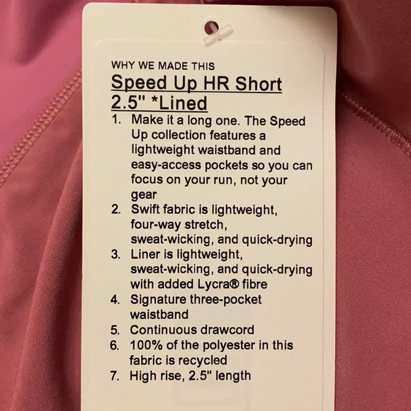 ❤️ Lululemon Speed Up High-Rise Lined Short 2.5"  Pink Blossom Size 6 NWT - Picture 6 of 11